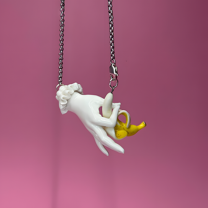 Quirky Hand-Sculpted Banana Pendant Necklace