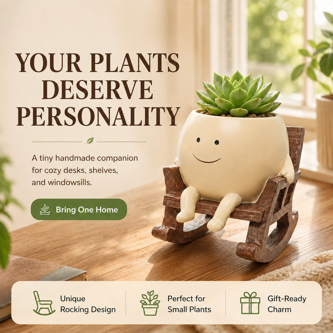 Rocking Chair Smiley Face Creative Flower Pot Ornament