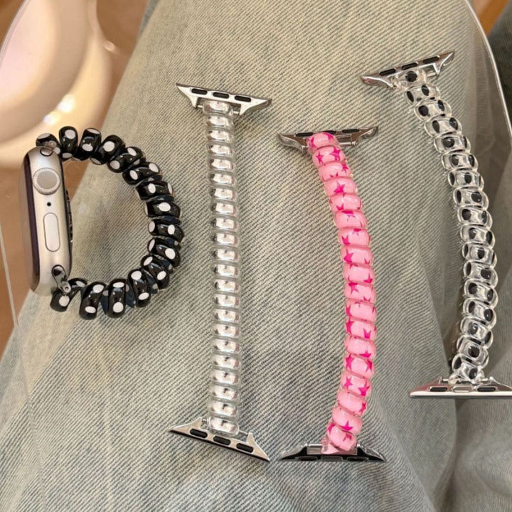 Elastic hair tie-style watch strap