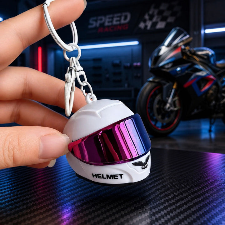 Mini Light-Up Motorcycle Helmet Keychain