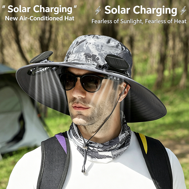 Solar-Powered Outdoor Cooling Fan Hat