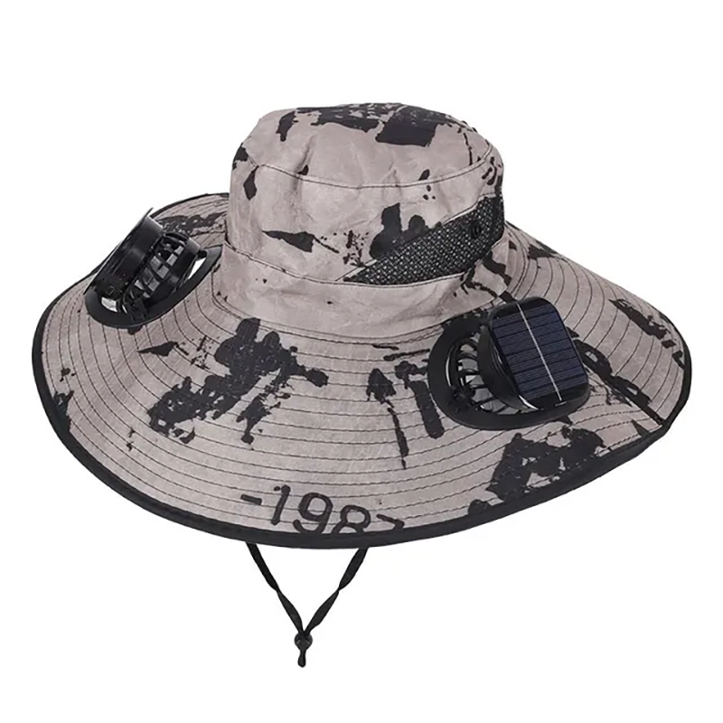 Solar-powered outdoor cooling fan hat