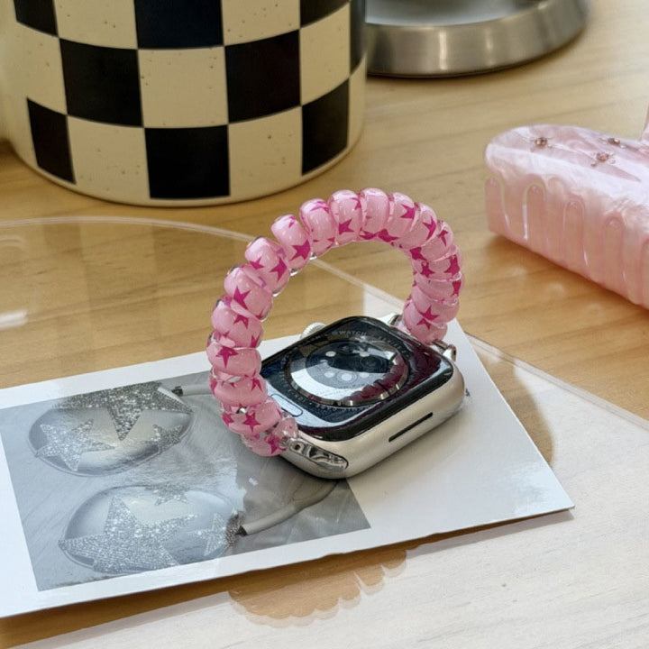 Elastic hair tie-style watch strap