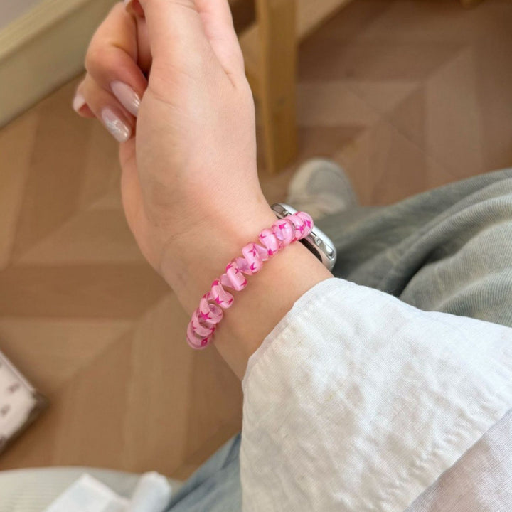 Elastic hair tie-style watch strap
