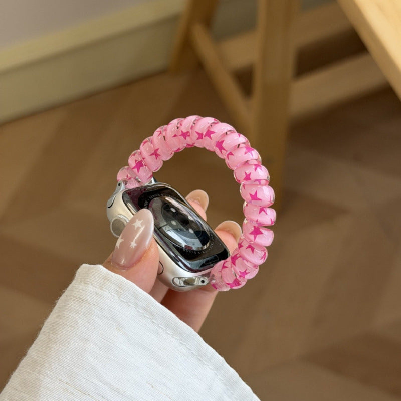 Elastic hair tie-style watch strap