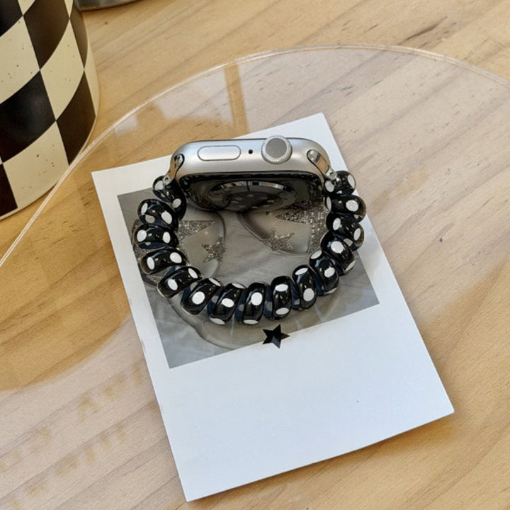 Elastic hair tie-style watch strap