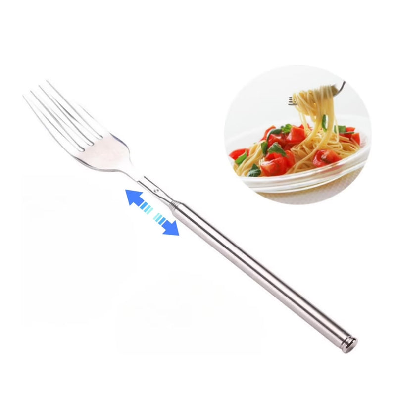 Telescopic stainless steel long handle fork