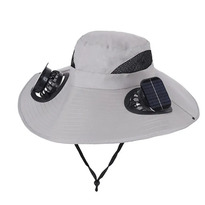 Solar-powered outdoor cooling fan hat