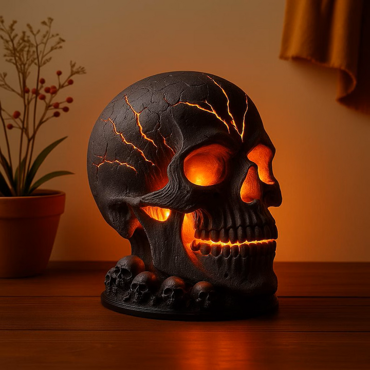 Spooky Resin Skull LED Lamp