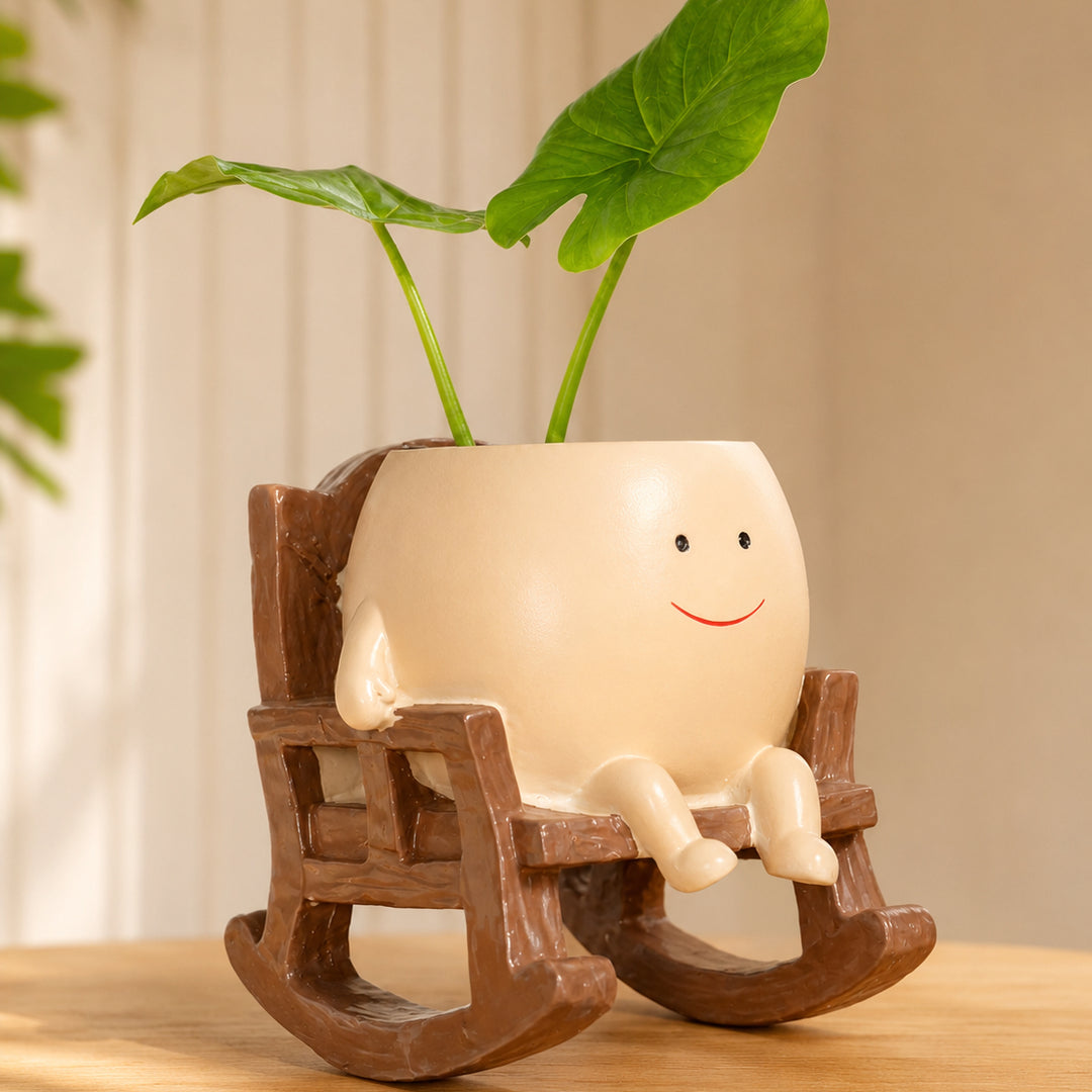 Rocking Chair Smiley Face Creative Flower Pot Ornament