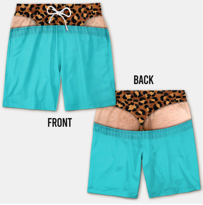 Funny Fake Butt Print Swim Shorts