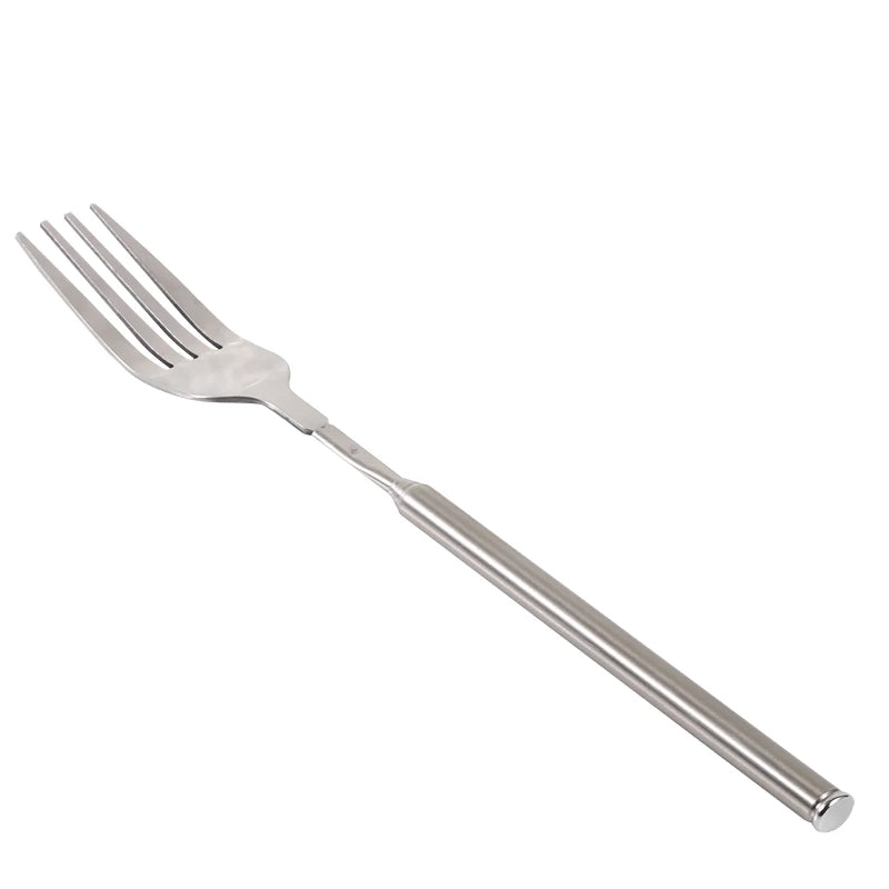 Telescopic stainless steel long handle fork