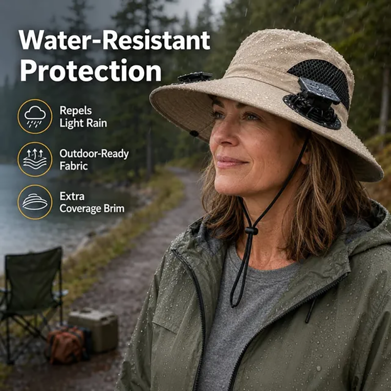 Solar-powered outdoor cooling fan hat