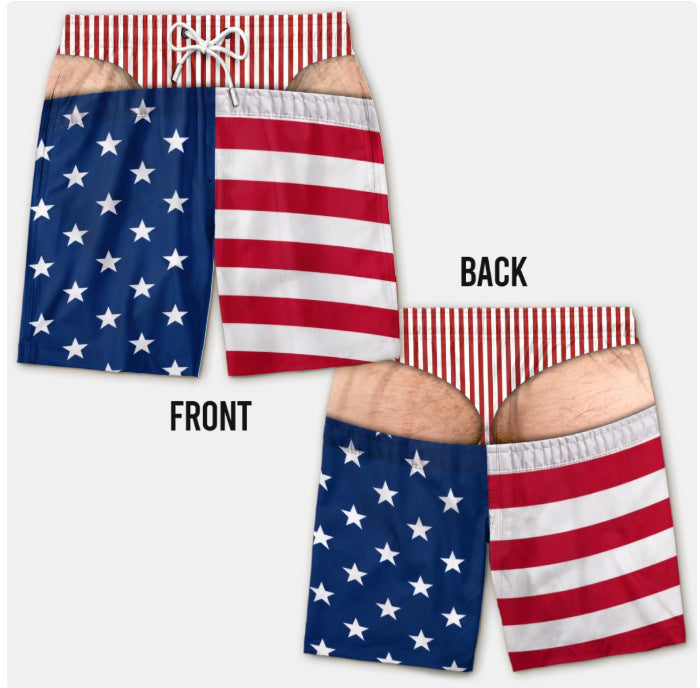 Funny Fake Butt Print Swim Shorts