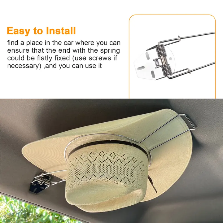 Cowboy Hat Rack for Cars with Adjustable Metal Frame