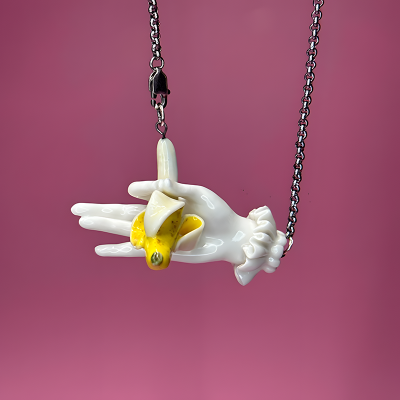 Quirky Hand-Sculpted Banana Pendant Necklace