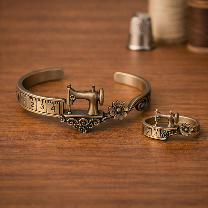 Retro sewing machine bracelet set