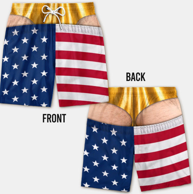 Funny Fake Butt Print Swim Shorts