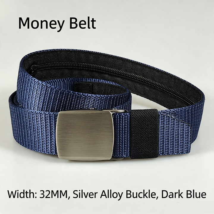 Woven Belt with Hidden Money Zipper