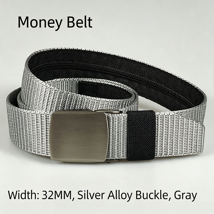 Woven Belt with Hidden Money Zipper