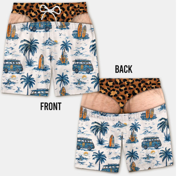 Funny Fake Butt Print Swim Shorts
