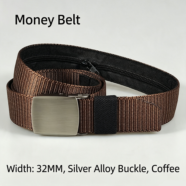 Woven Belt with Hidden Money Zipper