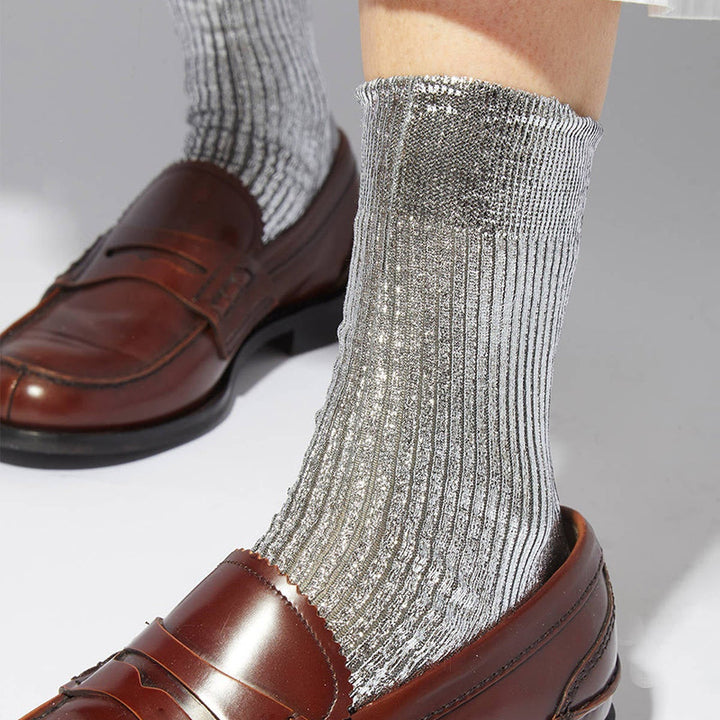 Unique and interesting metallic silk stockings