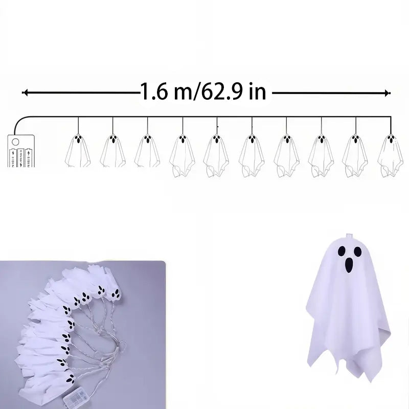 Hanging Ghost String Lights for Halloween
