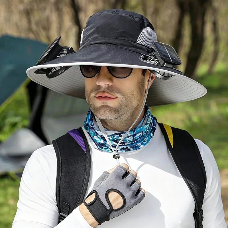Solar-Powered Outdoor Cooling Fan Hat