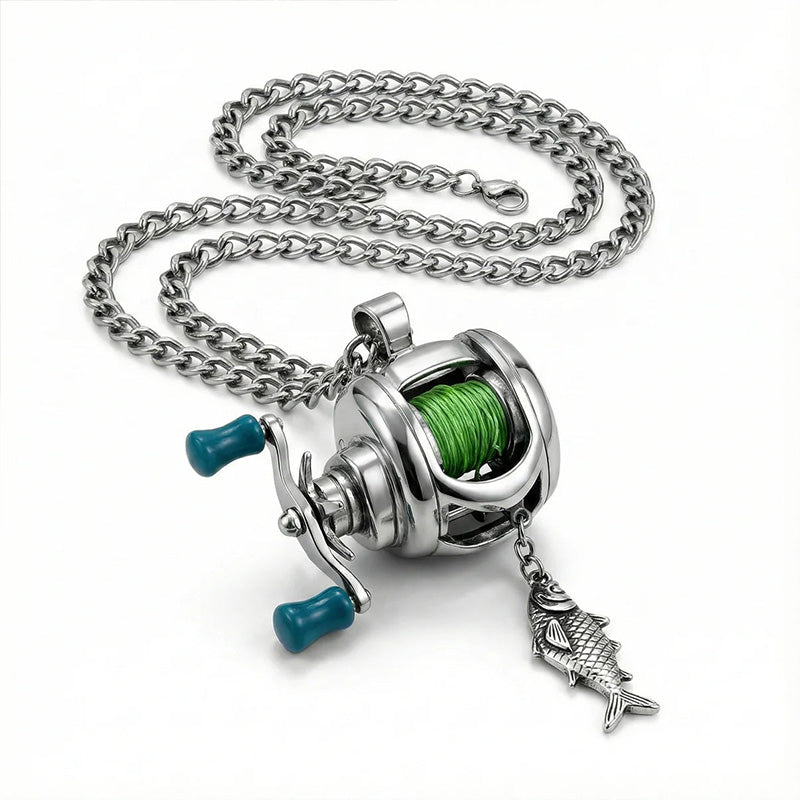 Adjustable fishing reel necklace