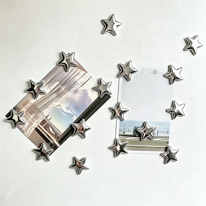 Silver star-shaped decorative fridge magnet
