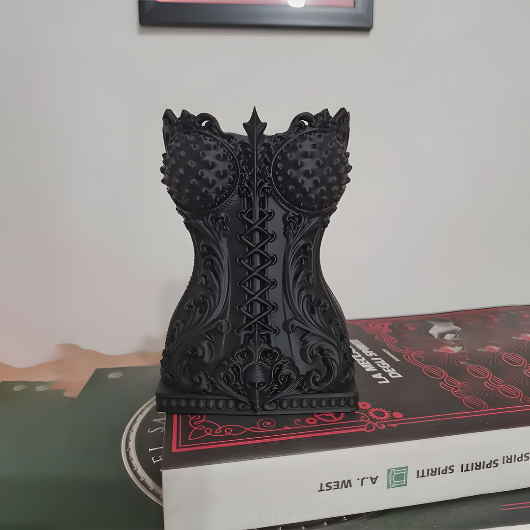 Corset-style makeup brush holder