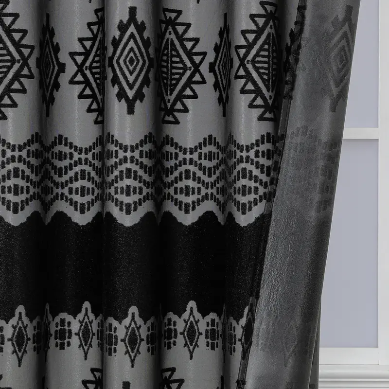 Waterproof geometric-patterned bathroom curtain