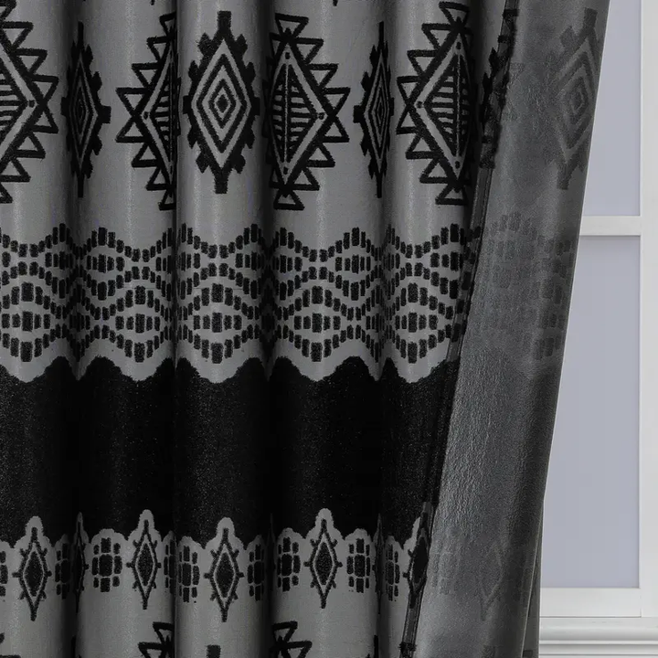 Waterproof geometric-patterned bathroom curtain