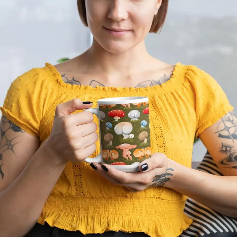 Mushroom pattern coffee cup
