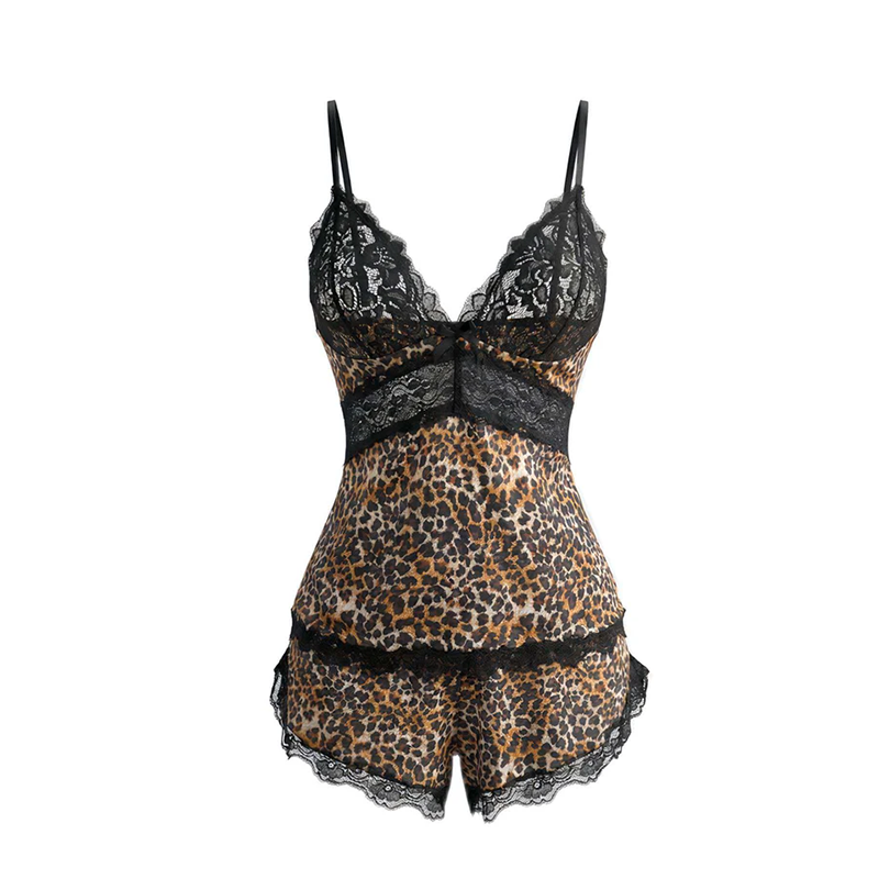 Lace Leopard Print Pajamas Lounge Sets