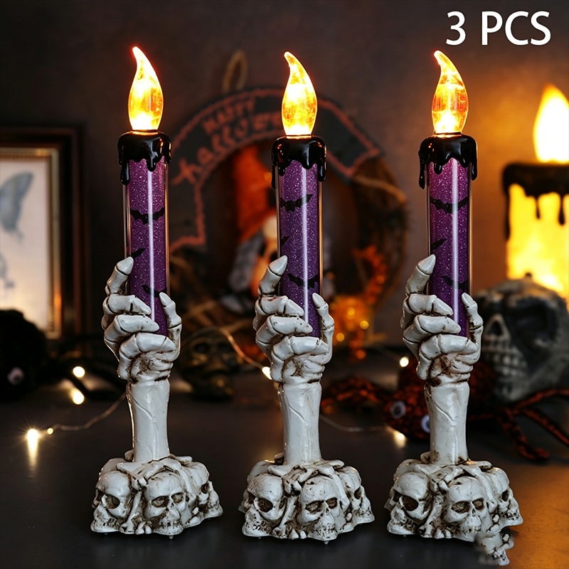 Halloween Skeleton Hand Candle Holder Lamp