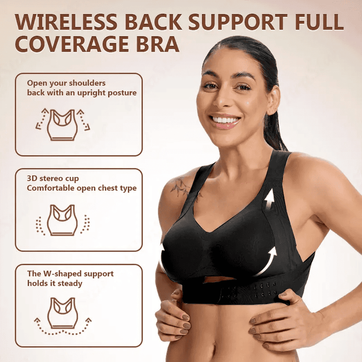 Adjustable, seamless, push-up, anti-sagging, posture-correcting sports bra