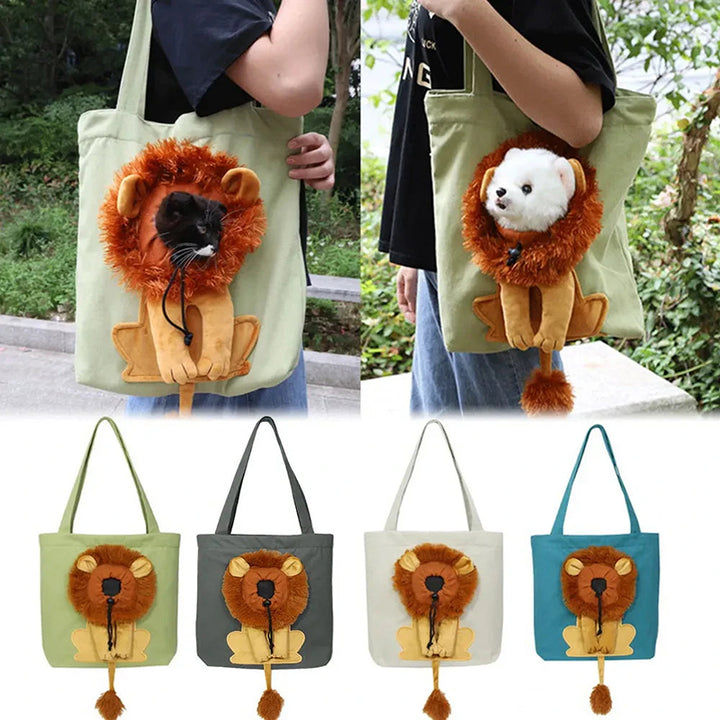 Lion-shaped cat carrier bag