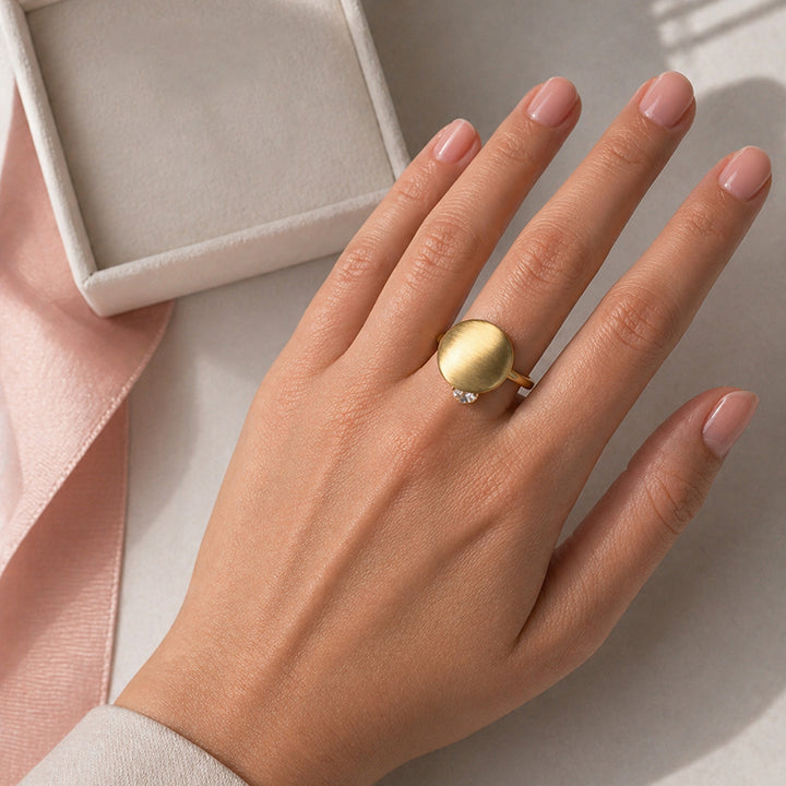 Gold Diamond Shell Ring