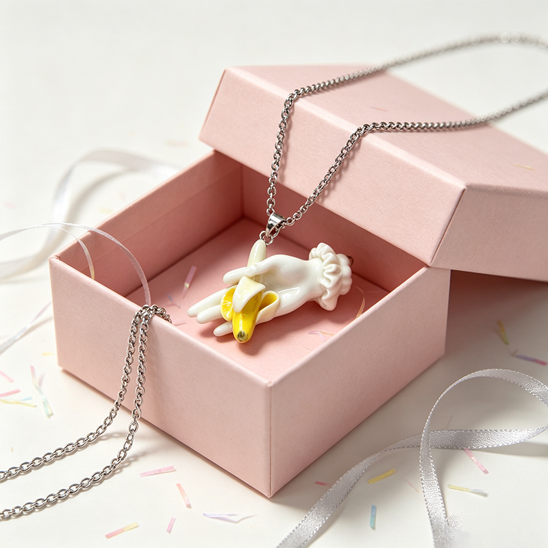 Quirky Hand-Sculpted Banana Pendant Necklace