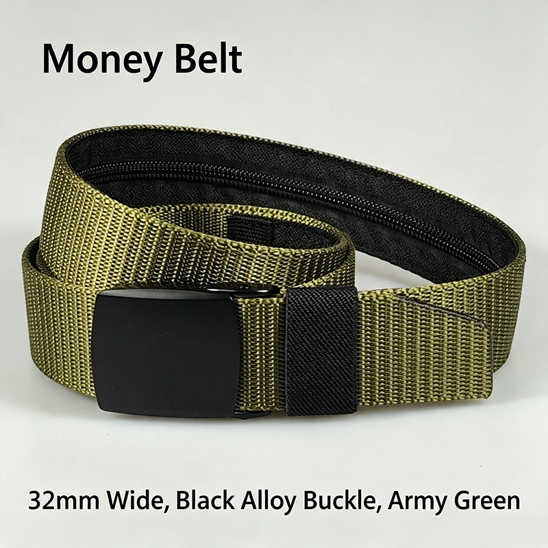 Woven Belt with Hidden Money Zipper