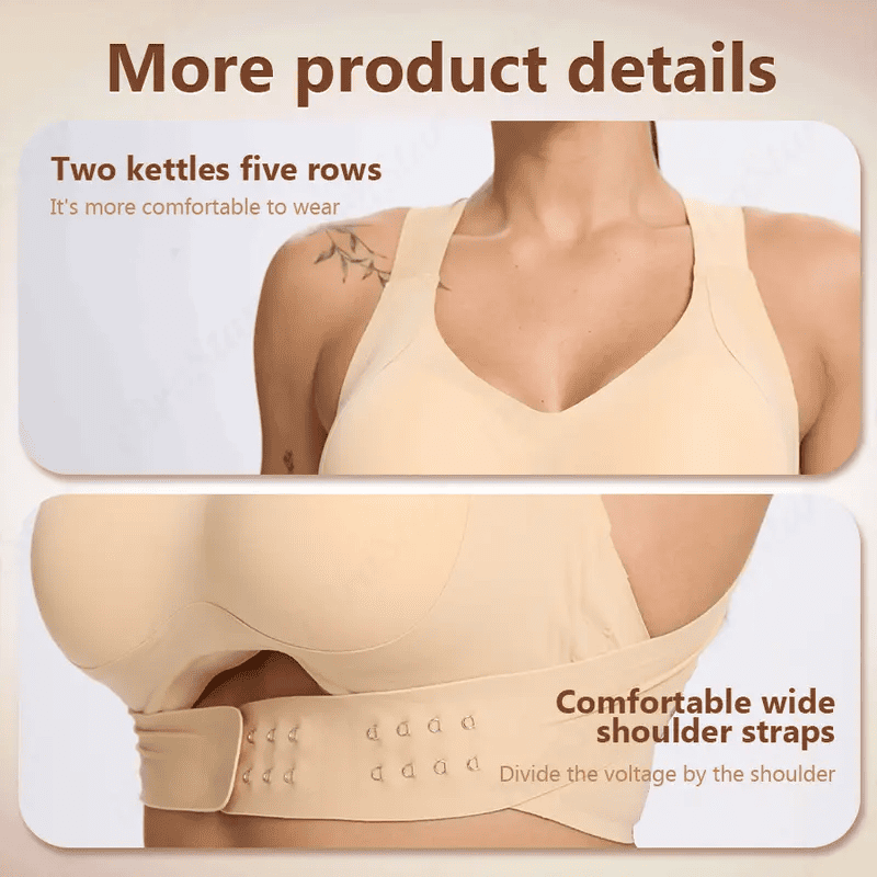 Adjustable, seamless, push-up, anti-sagging, posture-correcting sports bra
