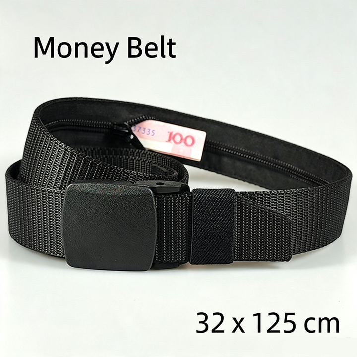 Woven Belt with Hidden Money Zipper