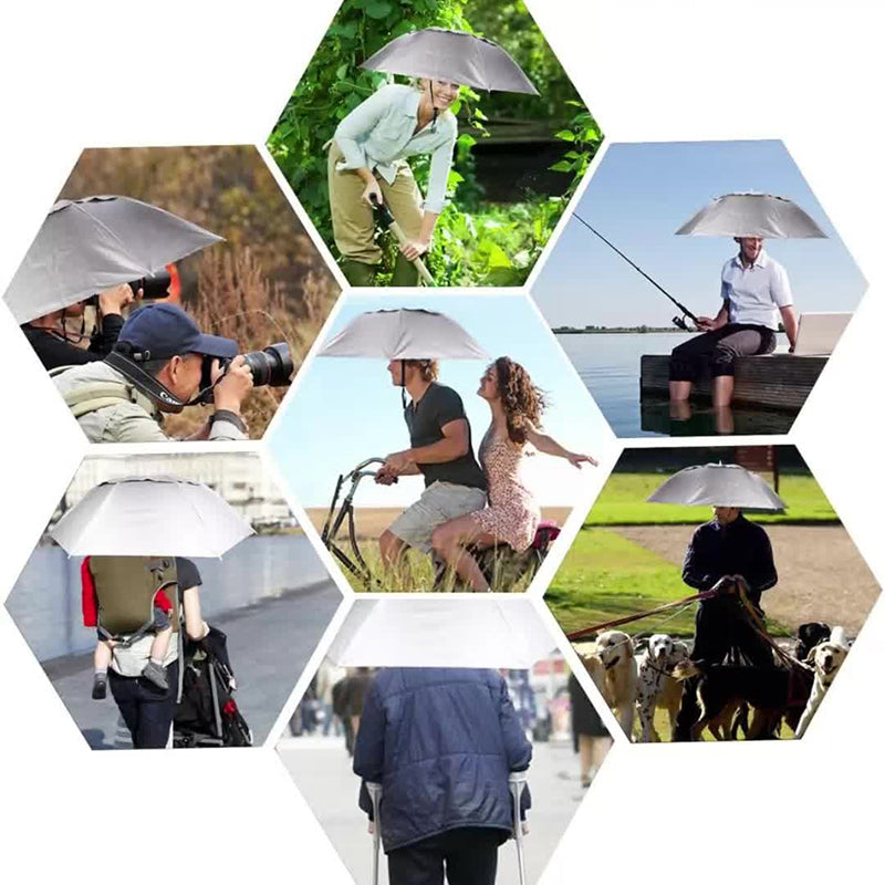 Foldable hands-free sun and rain hat