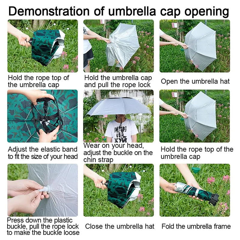 Foldable hands-free sun and rain hat