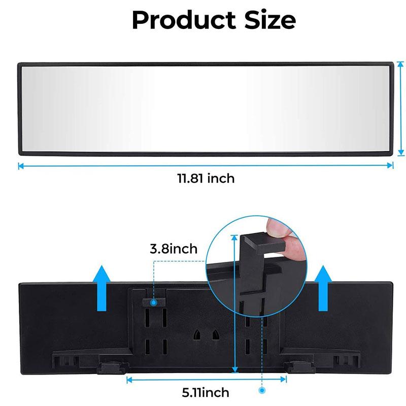 Universal 11.81-inch panoramic convex rearview mirror