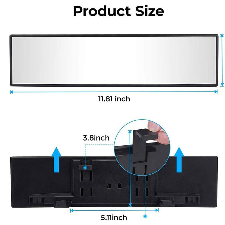 Universal 11.81-inch panoramic convex rearview mirror