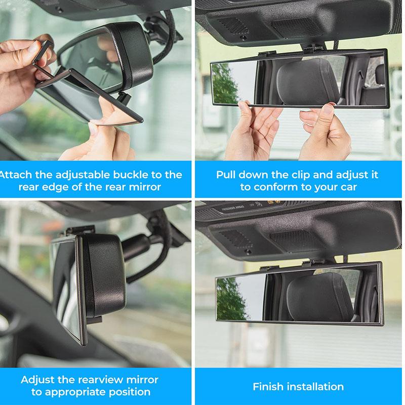 Universal 11.81-inch panoramic convex rearview mirror