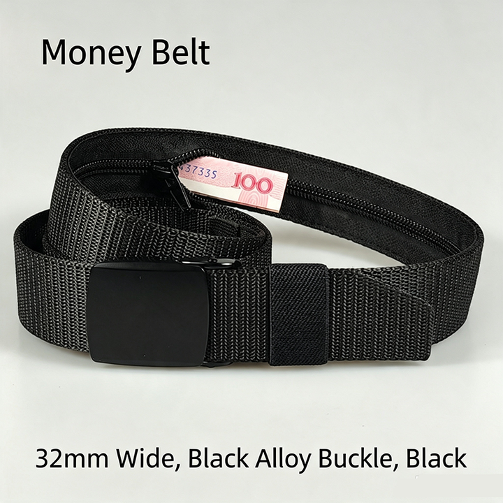 Woven Belt with Hidden Money Zipper